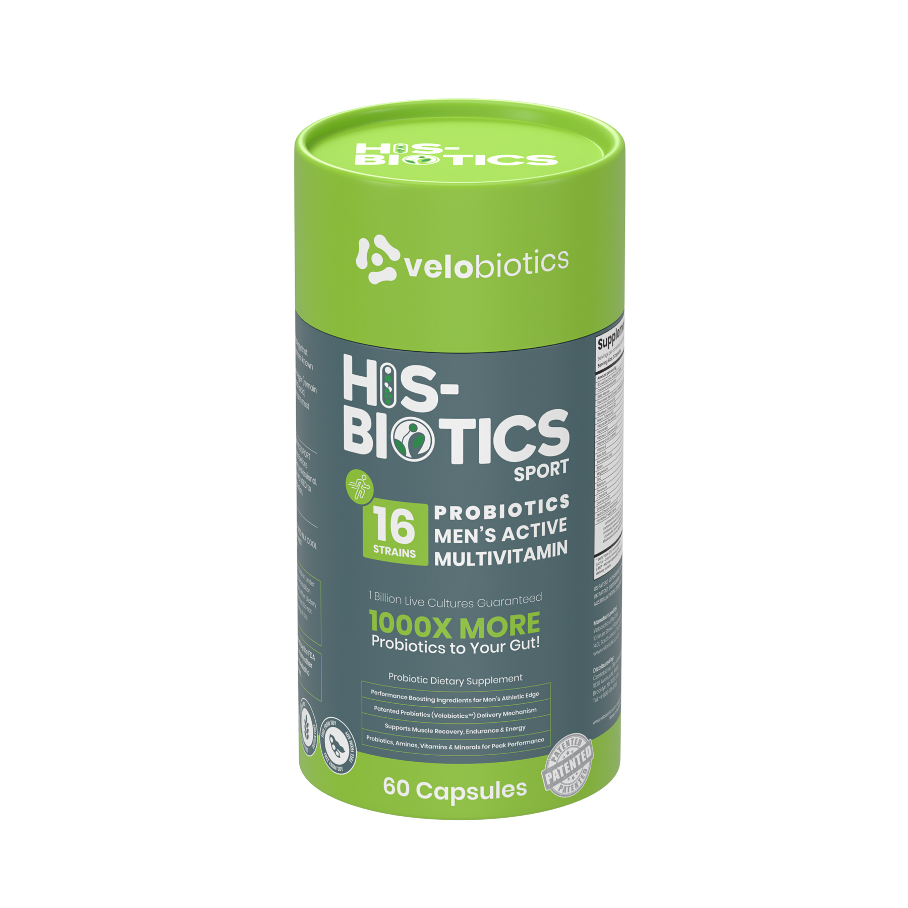 His-Biotics Probiotics SPORT men's multivitamin capsules with 16 probiotic strains for athletic performance and gut health