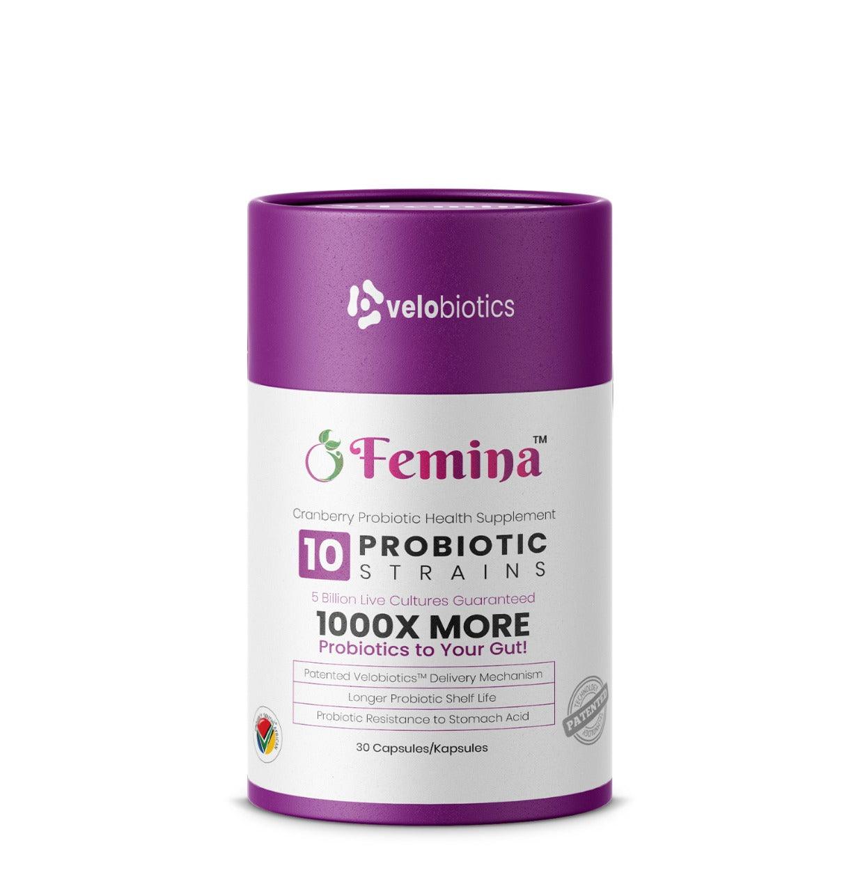 Femina™ Probiotic Capsules with Cranberry Extract for women's intimate health.