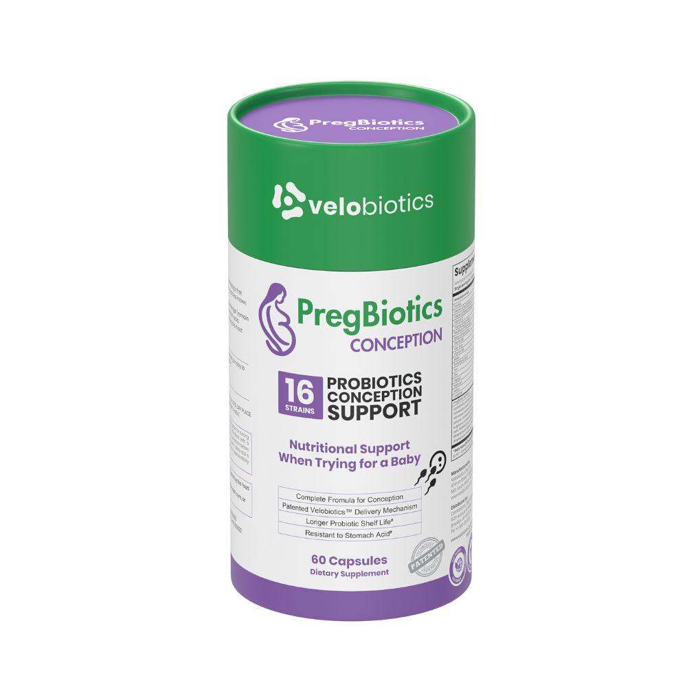 PregBiotics Conception supplement for preconception, gut health, and maternal wellness, 60 capsules.