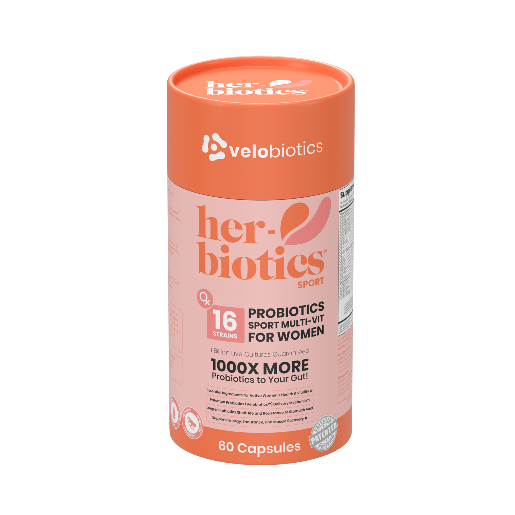 Her-Biotics Sport Capsules probiotic multivitamins for active women supporting energy, endurance, and muscle recovery.