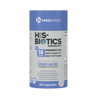 His-Biotics Original Ageless 50+ men's probiotic multivitamin with 16 strains, Velobiotics technology, supports prostate, heart, and cognitive health, 60 capsules