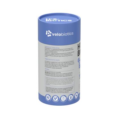 His-Biotics Original Ageless Vitality 50+ probiotic multivitamin for men with Velobiotics technology in blue container