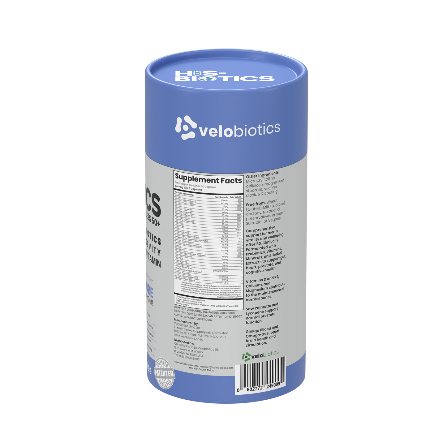His-Biotics Original Ageless Vitality 50+ multivitamin with probiotics for men's heart, prostate, and cognitive health