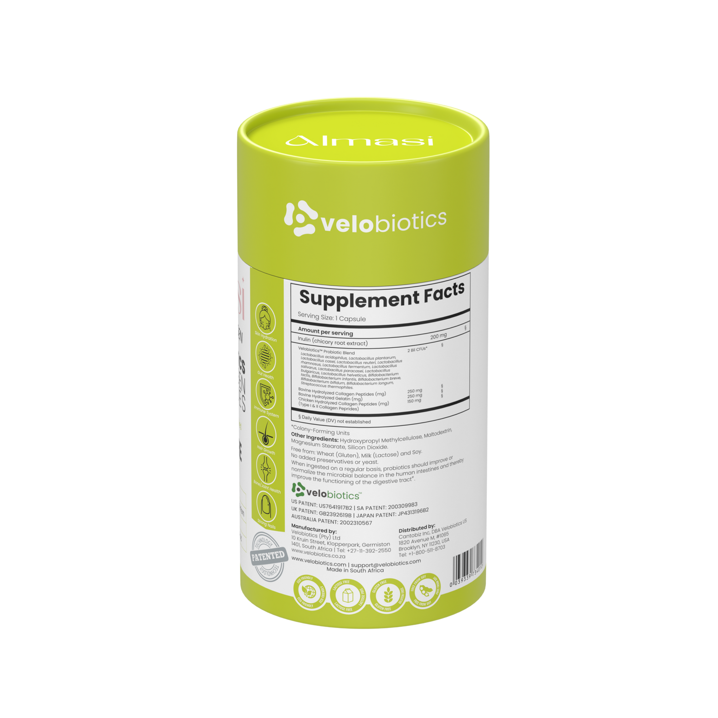 Velo16 Probiotic Digestive Capsules with collagen powder for gut health and glowing skin