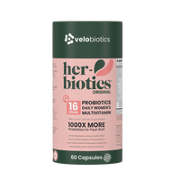 Her-Biotics Original Capsules probiotic supplement for women's daily multivitamin with 16 strains and 60 capsules.