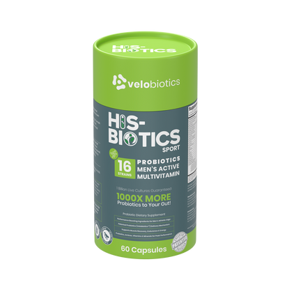 His-Biotics Probiotics SPORT men's multivitamin capsules with 16 probiotic strains for athletic performance and gut health