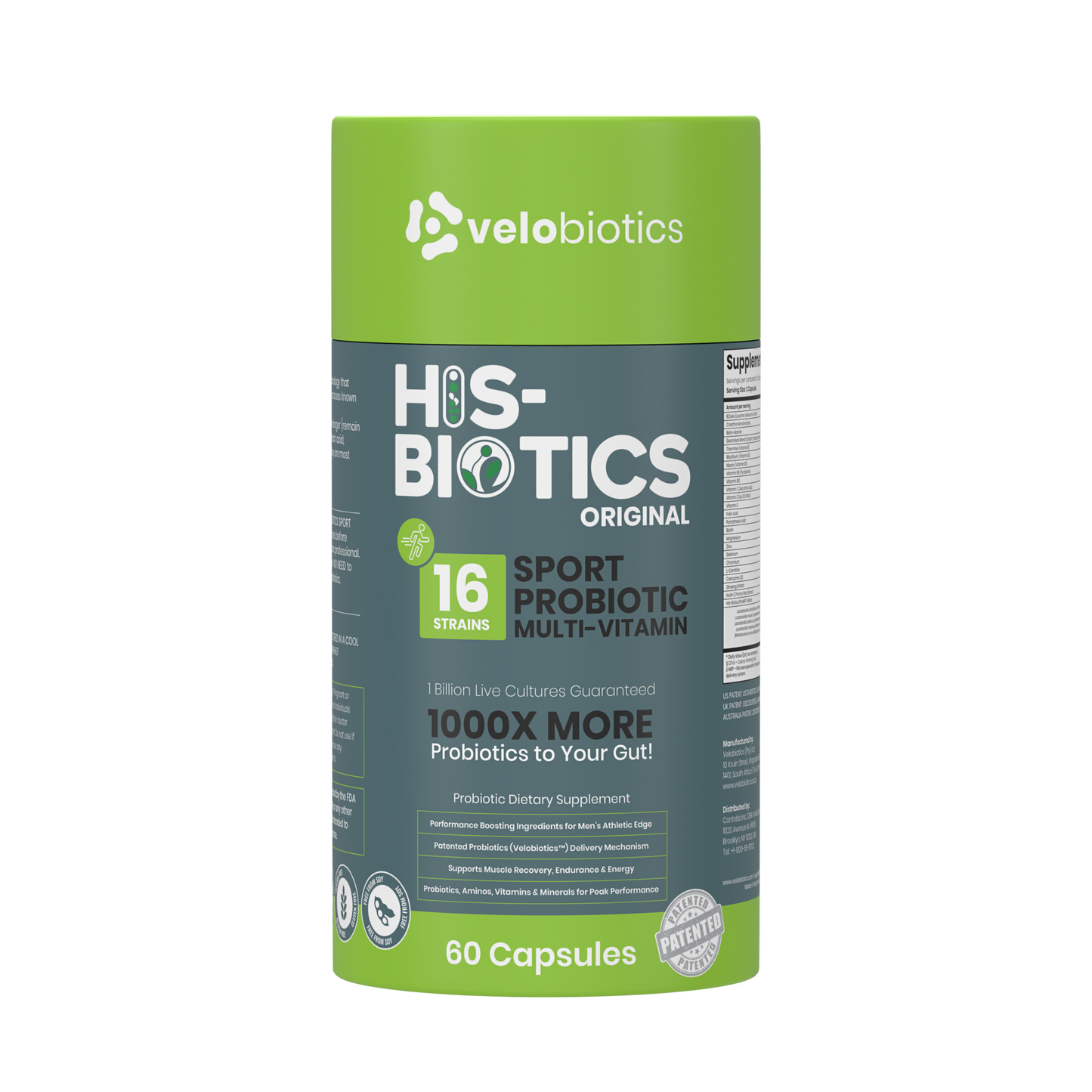 His-Biotics Probiotics SPORT multivitamin capsules with 16 strains for athletic performance and gut health
