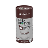 His-Biotics Sport Testo Boost probiotics supplement for men's vitality and testosterone support, 60 capsules.