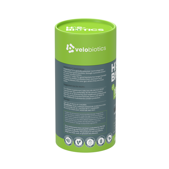 His-Biotics Probiotics SPORT multivitamin capsules with Velobiotics technology for enhanced gut health and athletic performance