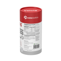 Velo16 Probiotics supplement bottle with Calcium, Magnesium, Vitamin D3, Zinc, and patented microencapsulated probiotics for gut and bone health support