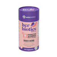 Her-Biotics Probiotics Women's Multi-Vitamin 50+ supplement with 16 probiotic strains for menopause support and healthy aging