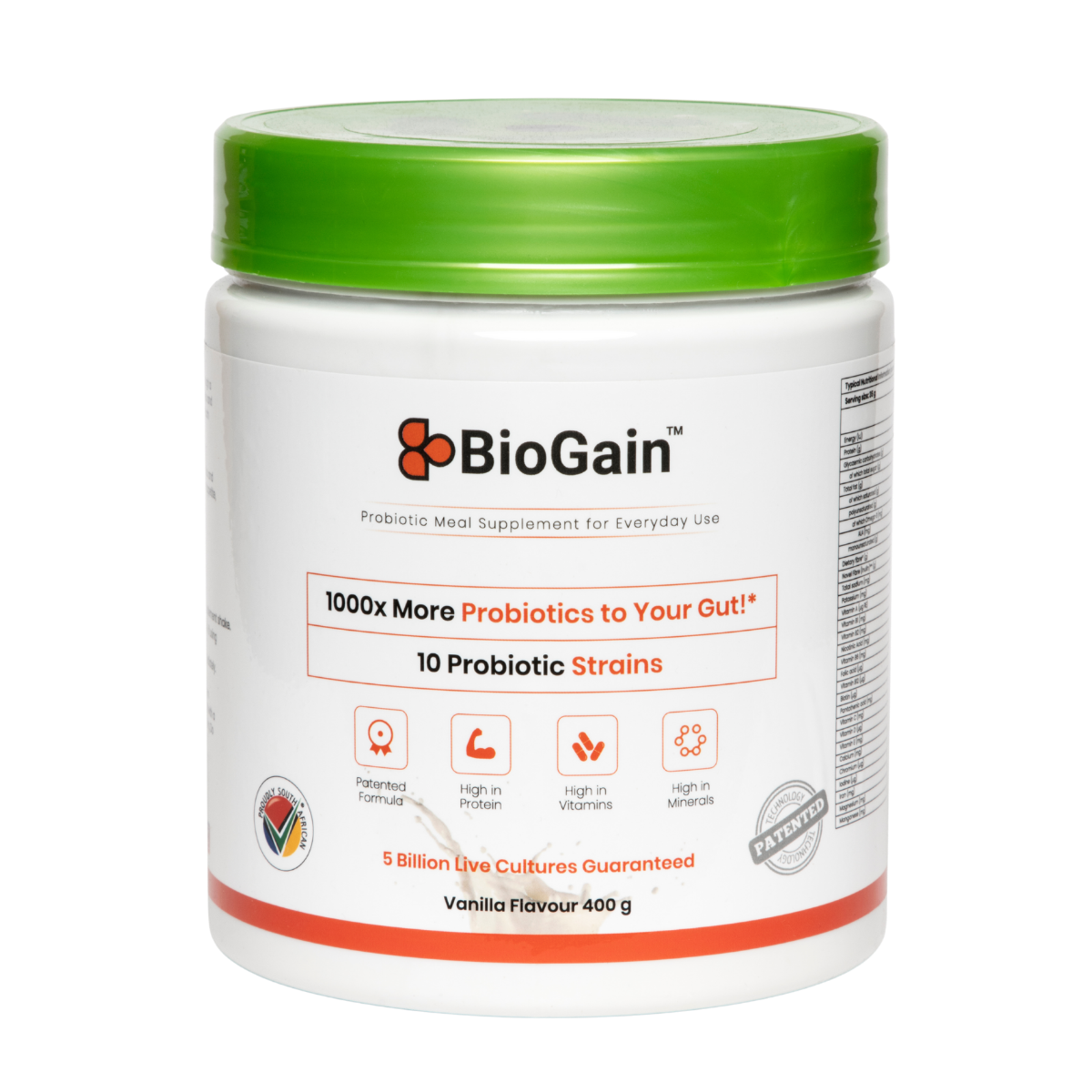 BioGain™ - Probiotics Meal 400g container with advanced probiotic delivery for accelerated recovery and gut health support.