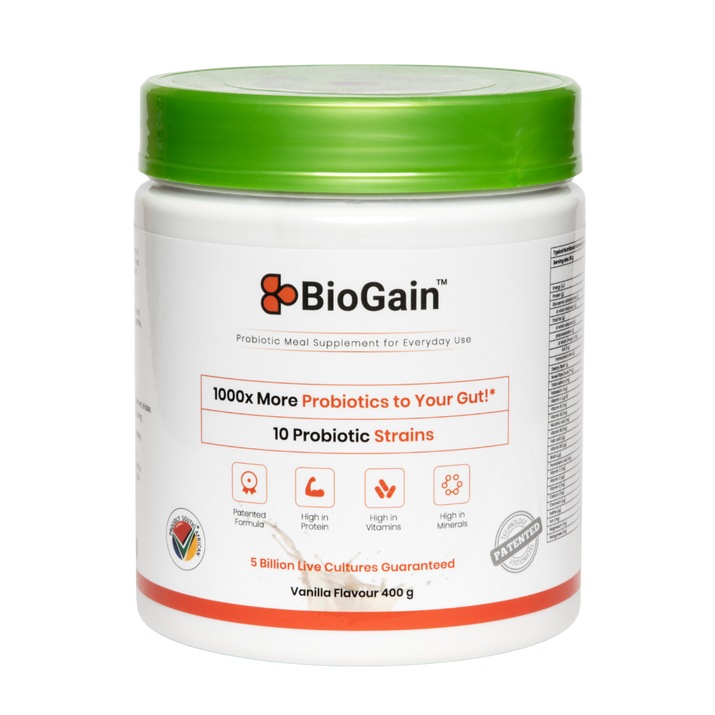 BioGain™ - Probiotics Meal 400g container with advanced probiotic delivery for accelerated recovery and gut health support.
