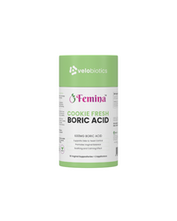 Femina Cookie Fresh Boric Acid suppositories for intimate health with 600mg boric acid, odor control, and soothing relief.