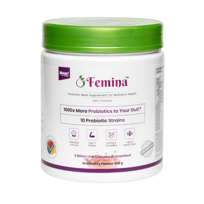 Femina™ Probiotics Meal Replacement - 400g probiotic meal supplement for women's health with cranberry, enhances gut flora and supports intimate health.