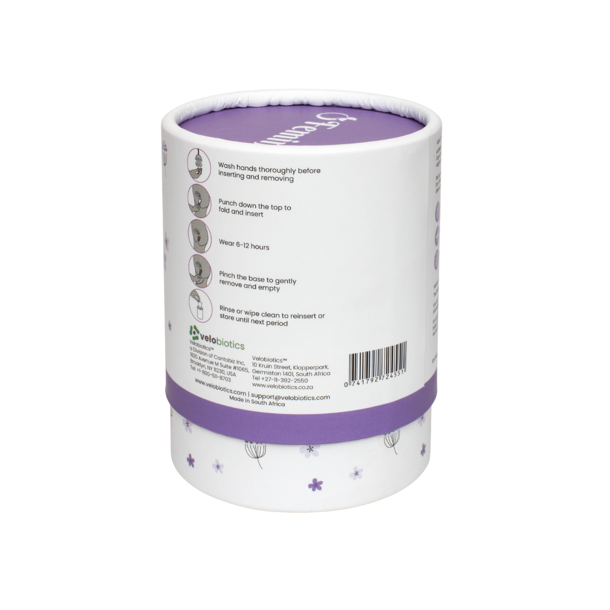 Femina Menstrual Cup packaging with instructions and eco-friendly design.