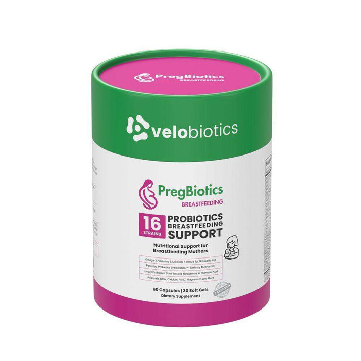 PregBiotics Breastfeeding probiotics supplement for postnatal nourishment and lactation support.