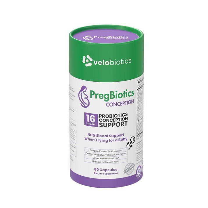 PregBiotics Conception supplement for preconception, gut health, and maternal wellness, 60 capsules.