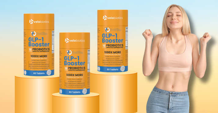 GutSlim Probiotics GLP-1 Booster tablets for appetite control and gut health.