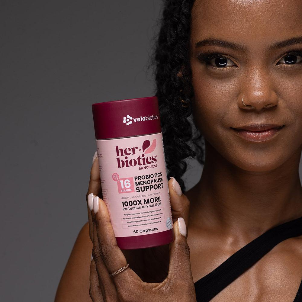 Her-Biotics Probiotics Menopausal Support supplement for hormonal balance, gut and bone health, and menopause symptom relief