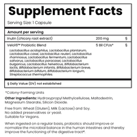 Velo16 Probiotic Digestive Capsules supplement facts and ingredients.
