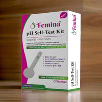 Femina Vaginal pH Self-Test Kit box with test strips for accurate intimate health monitoring at home